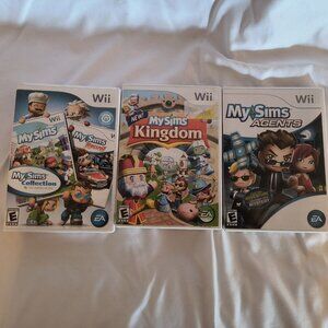 Wii MySims Agents, Kingdom & 2 Game Collection Lot of 3 E Rated Lightly Used